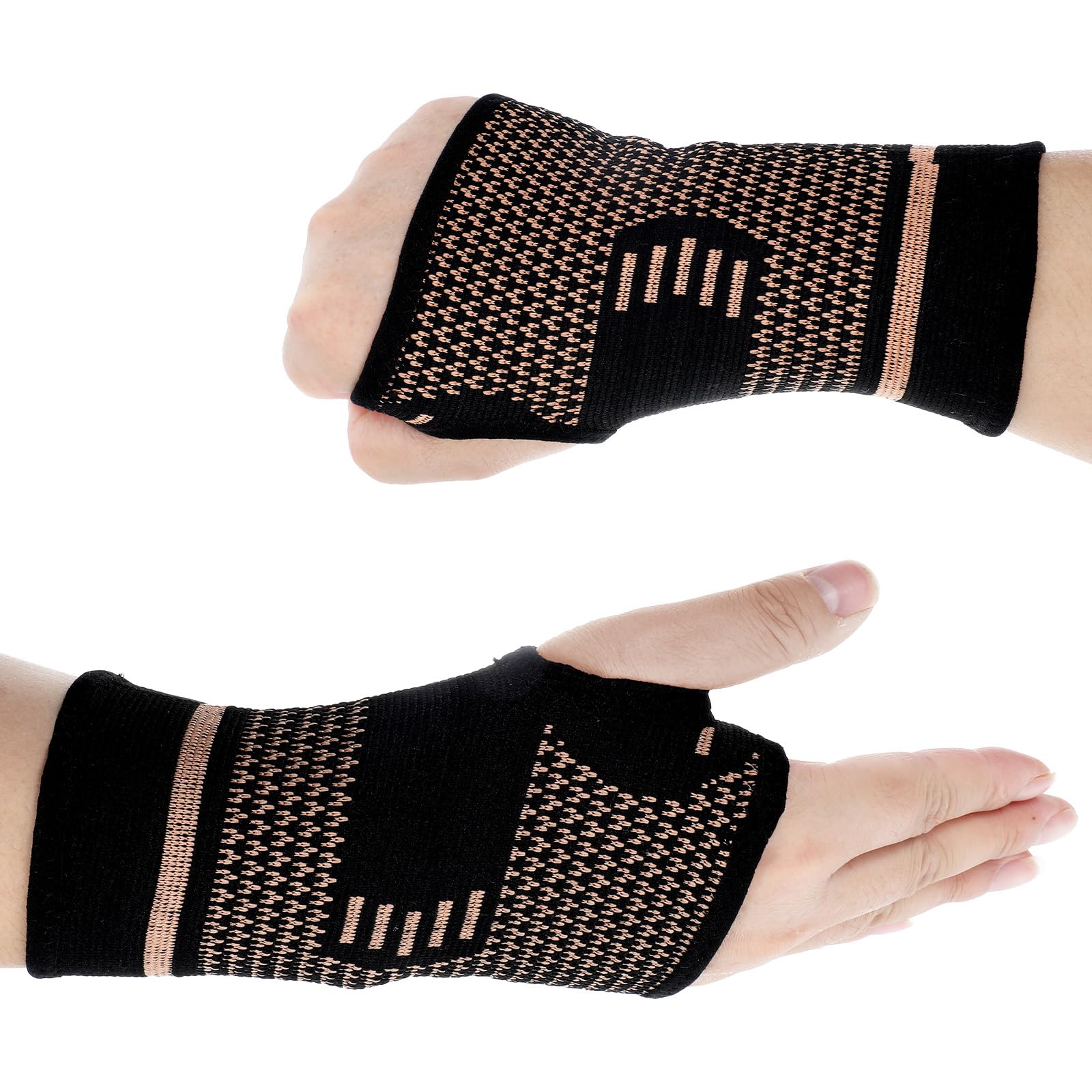 Copper Wrist Compression Sleeves Copper Fitted Wrist Brace with Elastic Support Sleeve Breathable Carpal Tunnel Protection For Hand