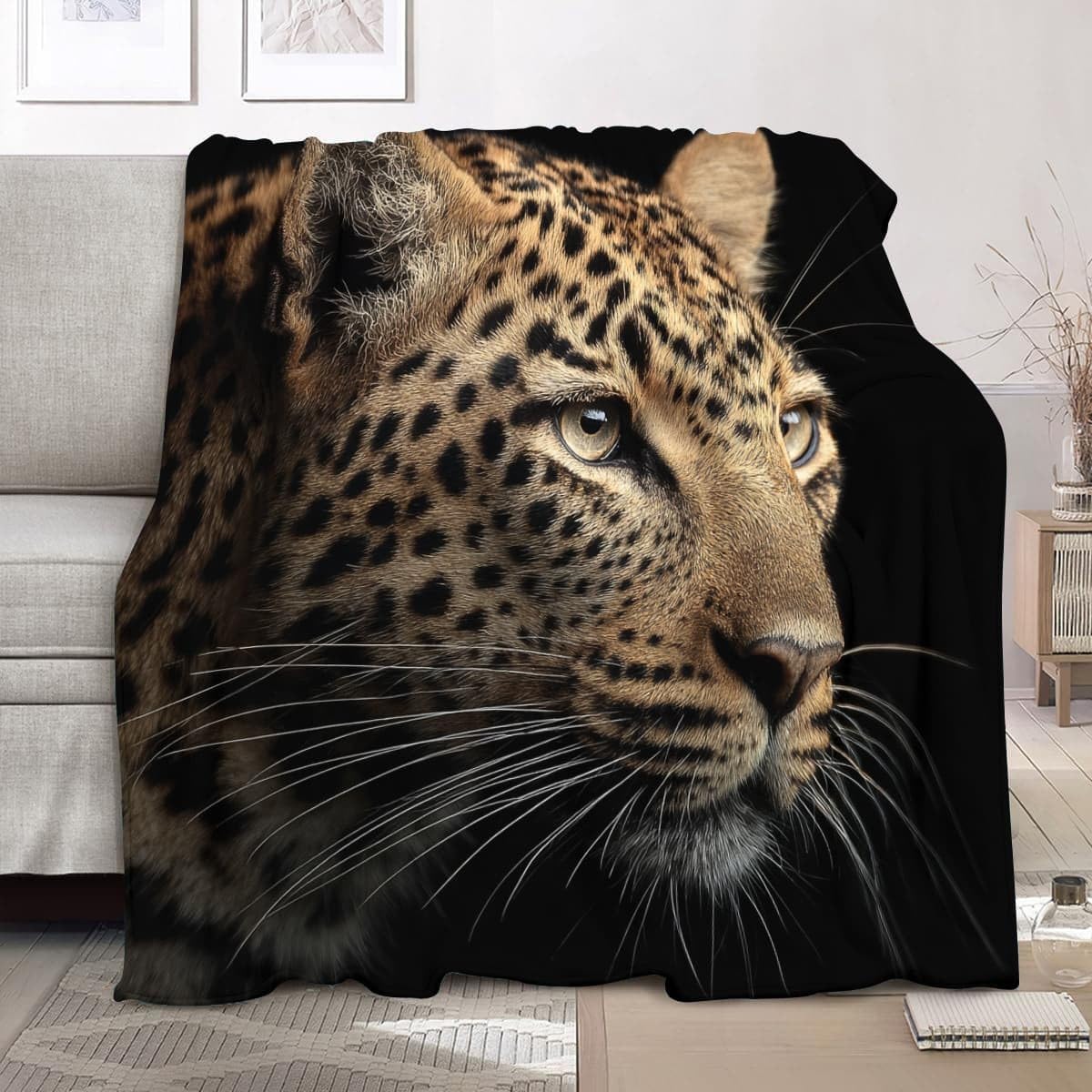 Couverture polaire et plaids flanelle guépard 180x220cm jeté de canapé