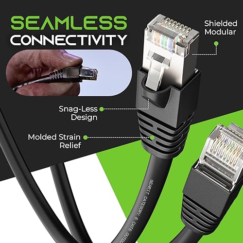 Miniatura 6 de GearIT Cable Ethernet Cat6 para exteriores (150 pies), cobre puro 23 AWG, FTP, LLDPE, impermeable, entierro directo, en tierra, resistente a los