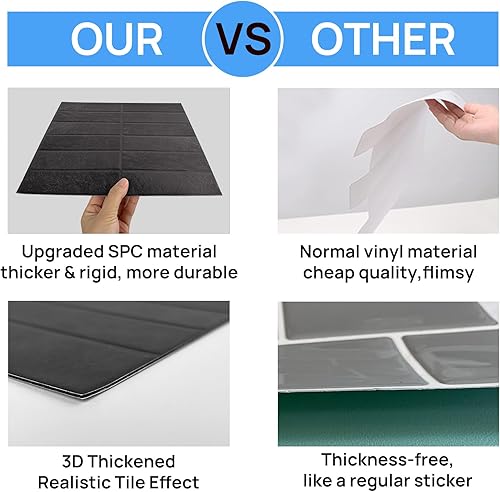 Miniatura 3 de Azulejos para despegar y pegar, diseño azul pálido más grueso, autoadhesivo, 12 x 12 pulgadas, azulejos grandes de primera calidad, para despegar y