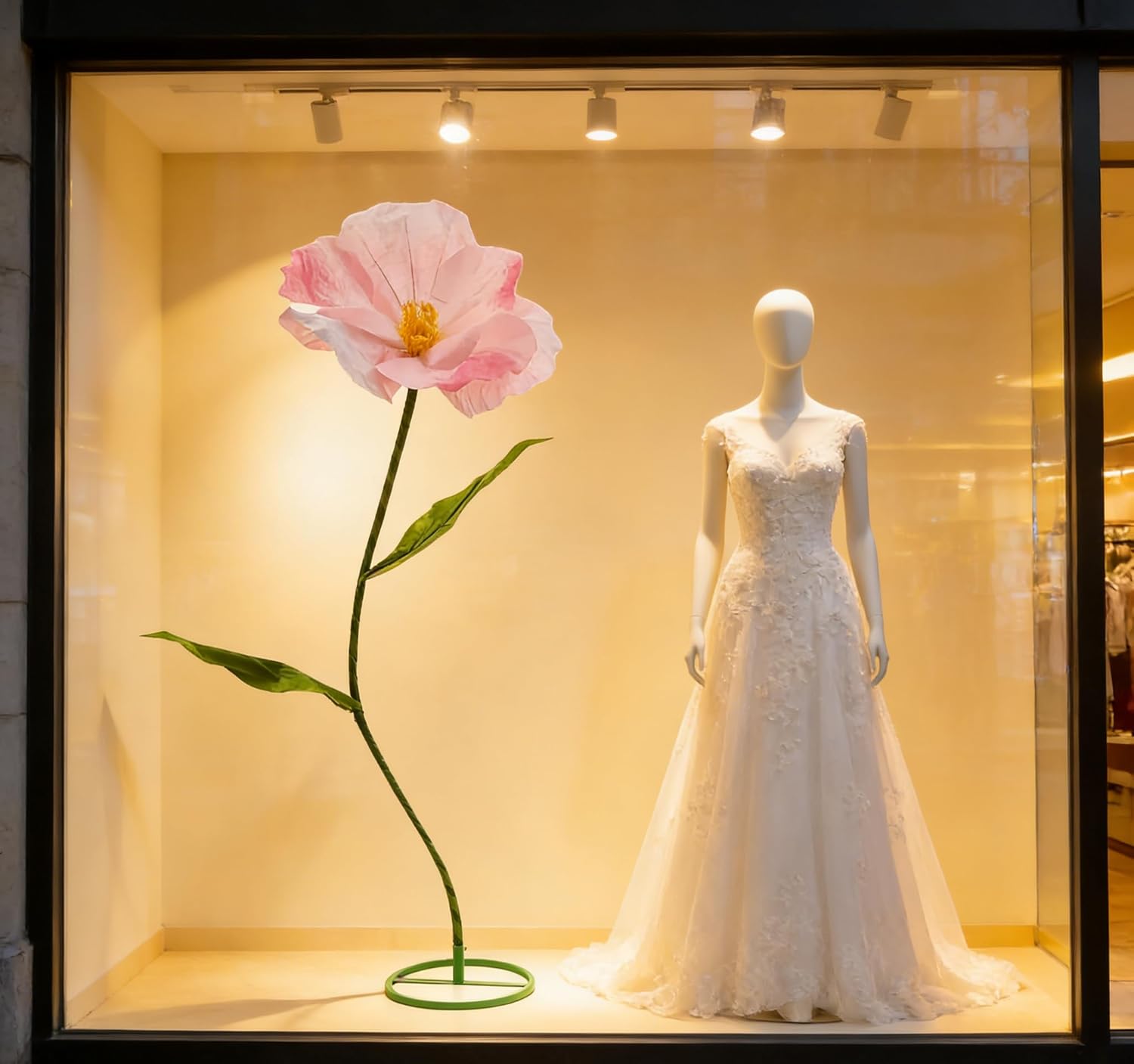 3pcs giant artificial flower poppy floor standing 4.6ft / 5.2ft /5.9 ft, adjustable for wedding decoration reception, background backdrop photo props, shop window (pink) (color may vary ours is white)