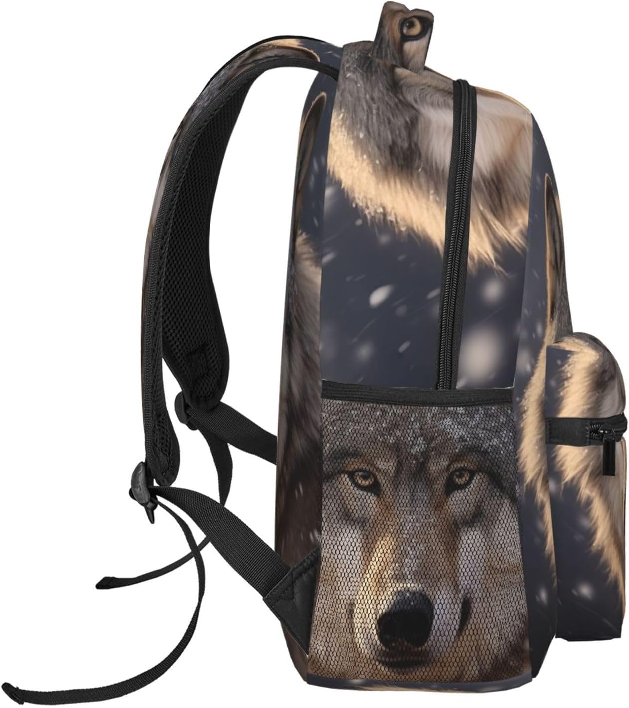 Wolf Backpack, Lightweight Backpacks for Travel Work School Sport, Realistic Nature Back Pack Gift for Men Boys, Snow and Wildlife Portrait Laptop Books Casual Daypack, 11.4×5.9×15.7 Inch
