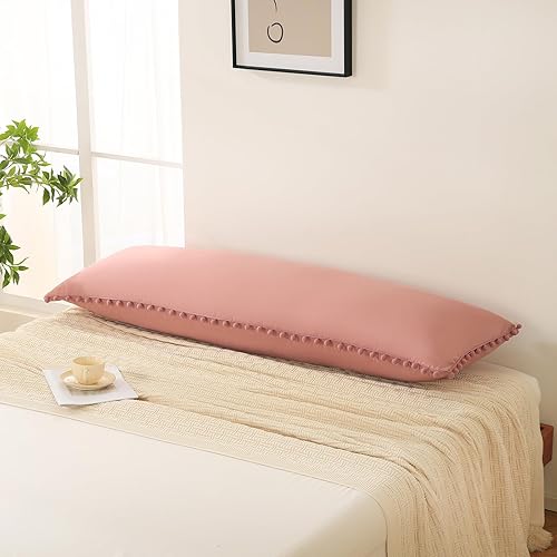 Miniatura 229 de Blue Body Pillow Cover Shabby Chic Long Pillow Case Cover Navy Blue Pom Poms Fringe Body Pillow case with Pocket Closure 20x54 inches(Body,Navy Blue)