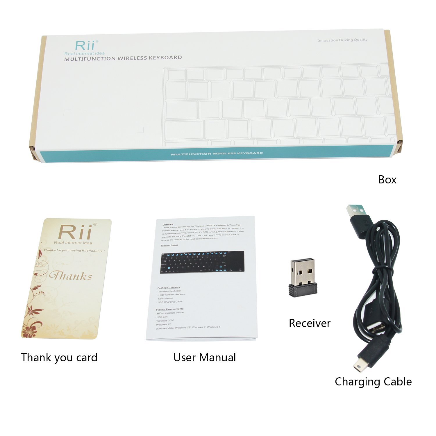 Rii Mini Clavier 2.4GHz sans Fil AZERTY (Version française) avec Grande Taille Touchpad pour Smart TV,HTPC,TV Box,Raspberry PI, Mac OS,Linux,Android,Windows 2000 XP Vista 78,Sony PlayStation 3