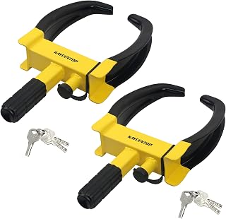 KAYCENTOP Universal Anti-Theft Wheel Lock Clamp 2-Pack for Trailers, SUVs, Boats, ATVs - Fits Max 11.7" Tires, 6 Keys Alike