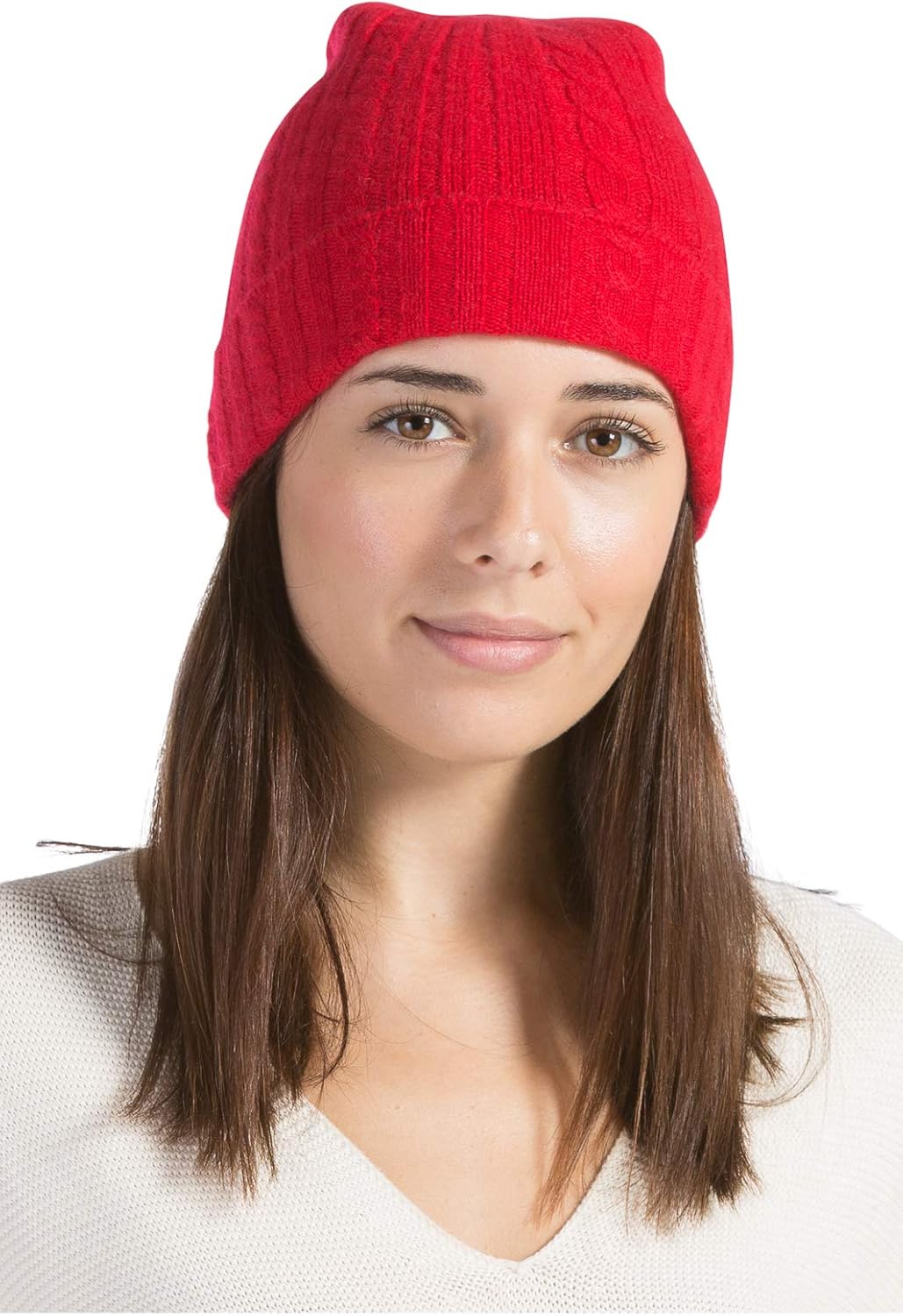 Fishers Finery Women's 100% Pure Cashmere Cable Knit Hat; Super Soft; Cuffed - Image 2