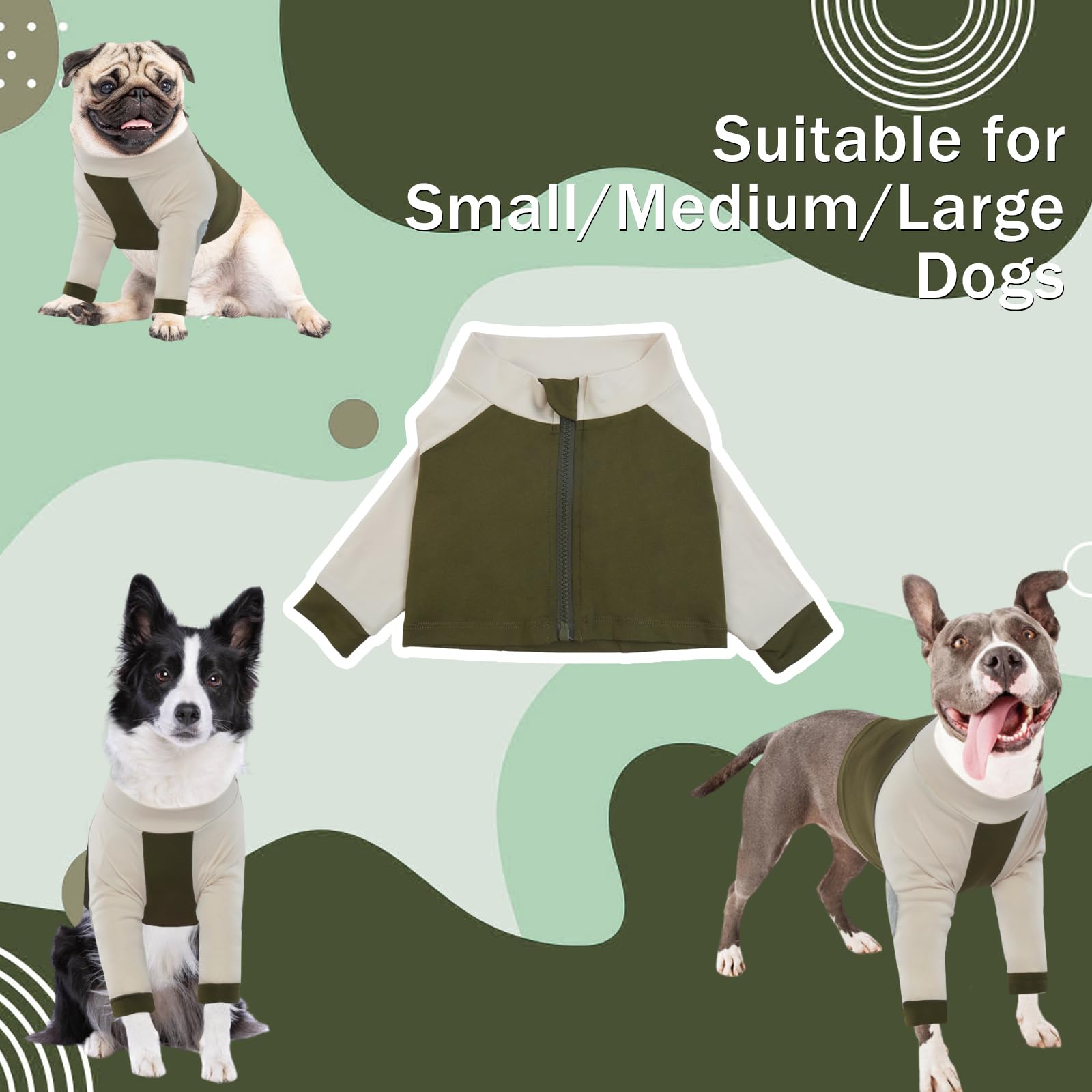 Lelepet Manchon de Récupération de Jambe Avant pour Chien, Chemise de Protection du Coude pour Chiens de Petite Moyenne Grande, Pyjama Court Respirant pour éviter Le Léchage des Plaies, Vert 3XL