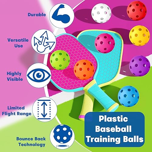 Vista 44 de Coopay Paquete de 12/50/100 pelotas de práctica de béisbol, bolas de entrenamiento de plástico, bolas de sóftbol huecas ligeras con una bolsa