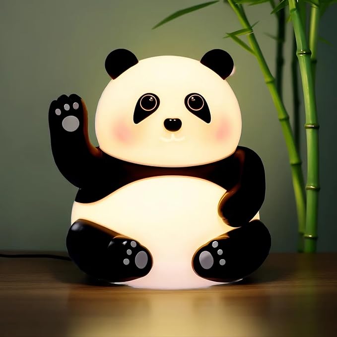 MansonSmart Cute Panda Night Light for boys girls Children, Panda kawaii room decor Silicone Patting Lamp, 4 Level Dimmable Nursery Nightlight for Breastfeeding Toddler Night Light for Bedroom Room Decor Gifts