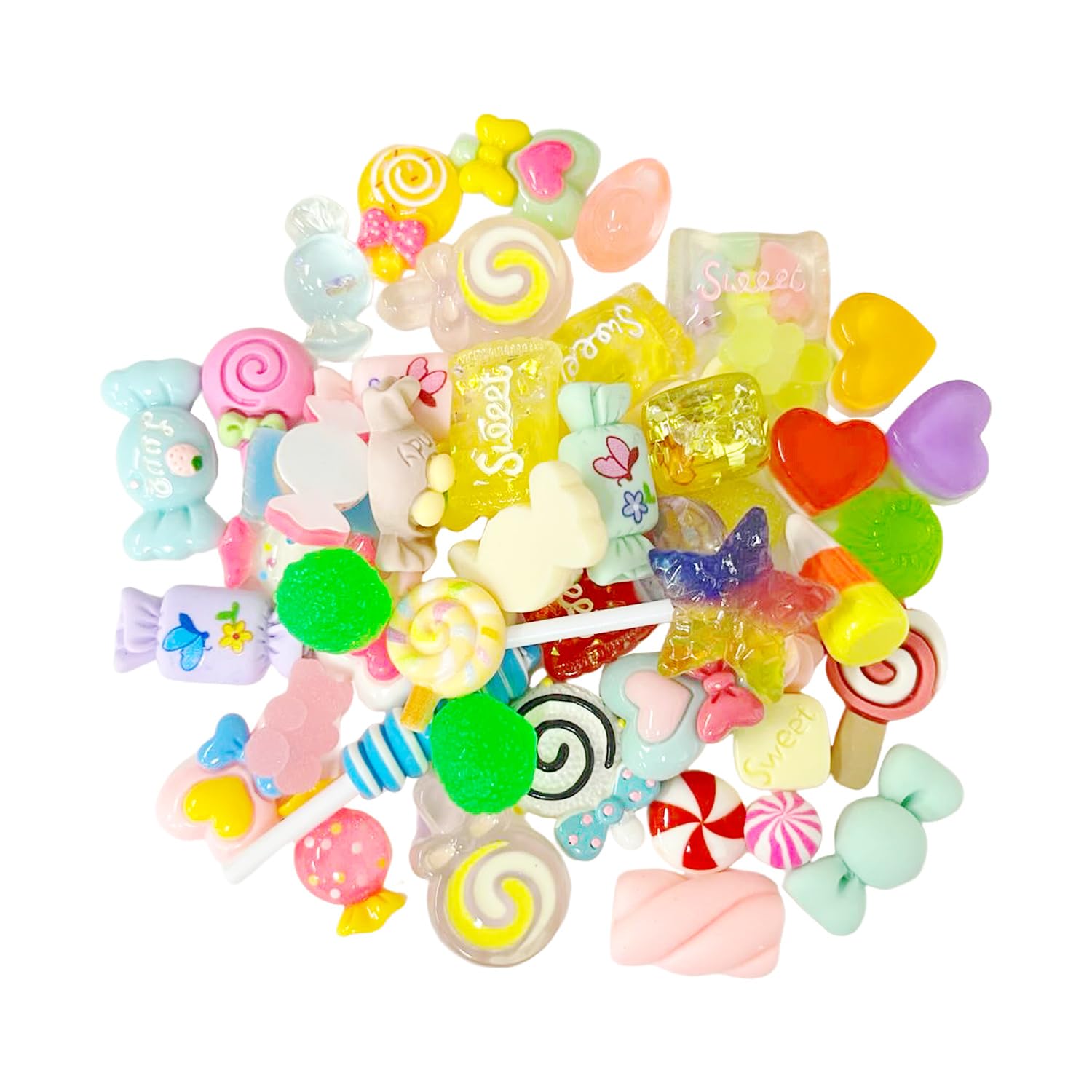 EJUFNS 50 Cute Candy Accessories, Resin Handmade Materials, Suitable For Diy Mobile Phone Cases And Scrapbooks.