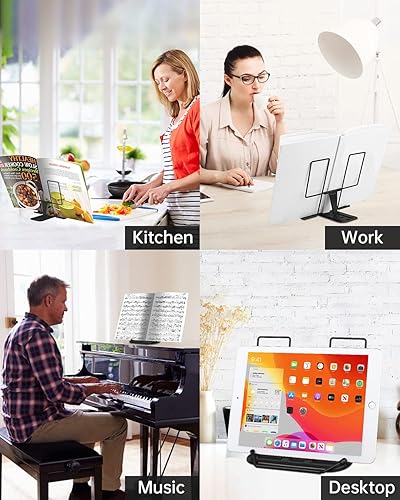 Miniatura 54 de Honagu Adjustable Reading Rest - Book Holder, Documents Stand, Sturdy Typing Stand for Recipes, Textbooks, Tablet, Music Books (Navy Blue)