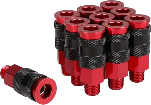 WYNNsky Accesorios para compresores de aire, acoplador de aire universal estilo AMT con roscas macho NPT de 14 pulgadas, 10 accesorios de manguera