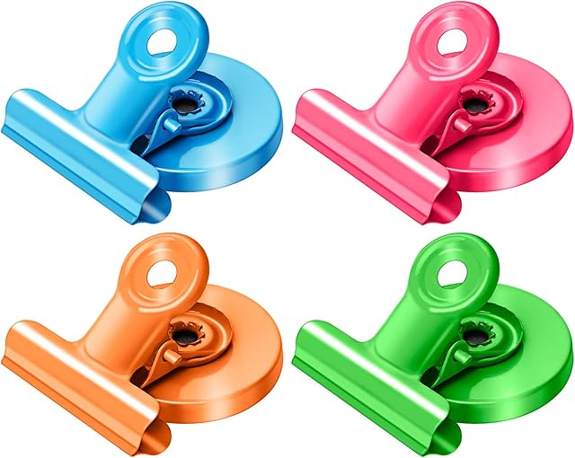 Artcut 4 Pack Magnetic Clips, Scratch-Resistant Fridge Magnets, Colorful Whiteboard Magnets, Magnets for Whiteboard, Strong Magnets, Notice Board Magnets perfect for Kitchen, Home, Office, School
