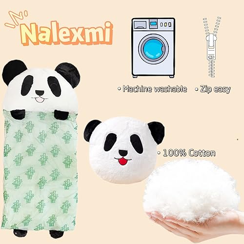 Vista 6 de Panda Kids Sleeping Bag with Pillow, Animal Sleeping Bag, Machine Washable, Perfect for Camping, Travel, Sleepovers & Indoor Play, Slumber Bags for