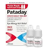Pataday Once Daily Allergy Itch Relief Eye Drops, 2.5 ml, Twin Pack, Olopatadine 0.2% Antihistamine Drops for Itchy Eyes, Targets Pollen, Ragweed, Grass & Pet Dander, Up to 16-Hour Relief