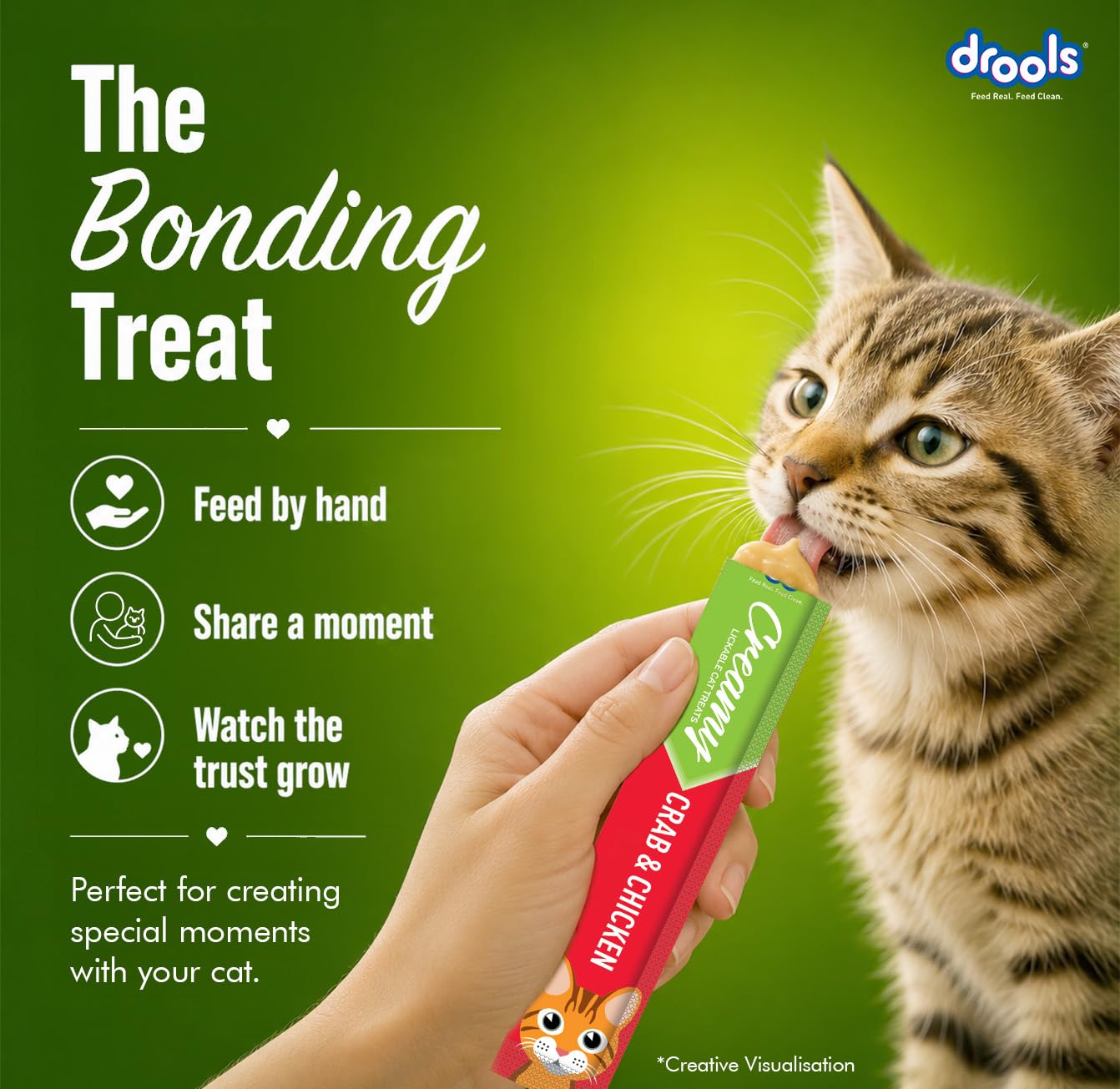 Drools All Life Stages Creamy Lickable Cat Treats 25 Pieces, Pack Total 375g | Crab & Chicken Flavour | Taurine for Heart and Vision Health | Easy to Hand Feed | Vitamins and Minerals 1