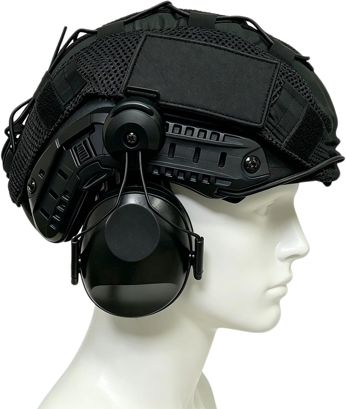 Fast Helmet with Rail-Mounted Ear Covers,Hook & Loop Panel,Outdoor Training Costume Accessory, Durable Lightweight Gear