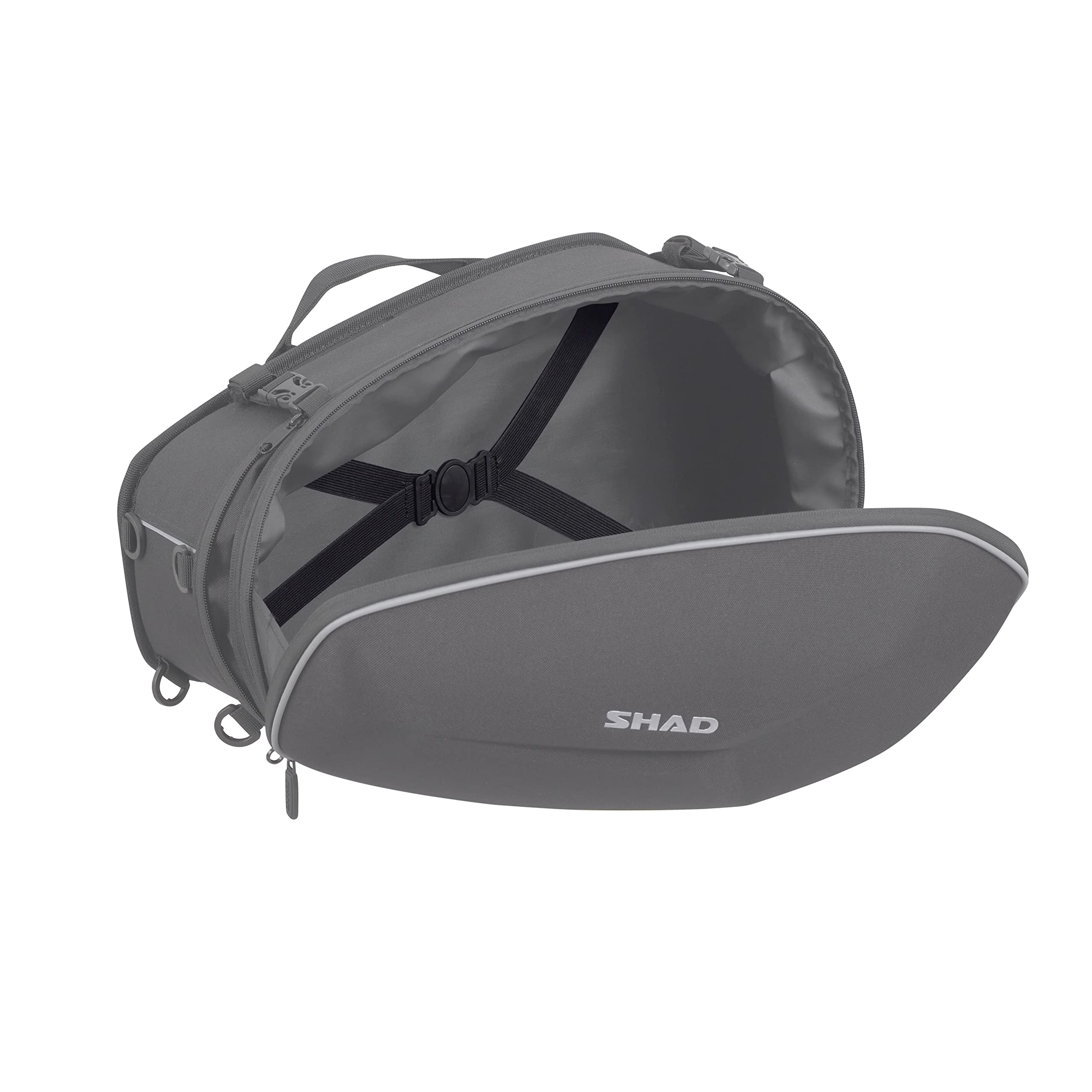 E-BIKERS SHAD E48 COPPIA BORSE UNIVERSALI SEMIRIGIDE MOTO ESPANDIBILI DA 46 A 58 LITRI, Nero