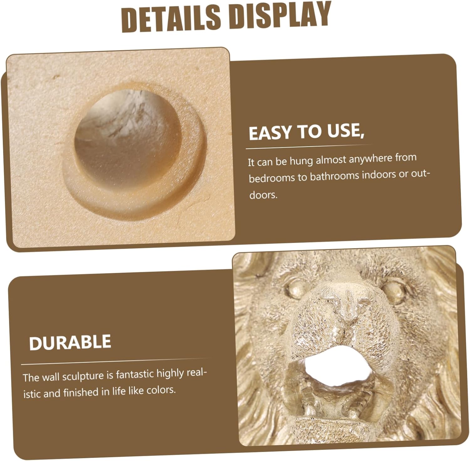 TOYANDONA Wall-Hanging Fountain Nozzle Lion Head Design Waterfall Outdoor Decor for Garden