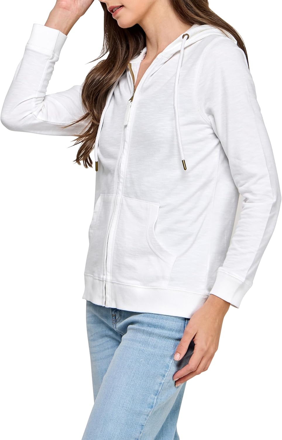 GREEN VOYAGE Women's GOTS Certified 100% Organic Cotton Lightweight Slub Sweatshirts Zip Up Hoodies Jacket with Pocket - Image 5