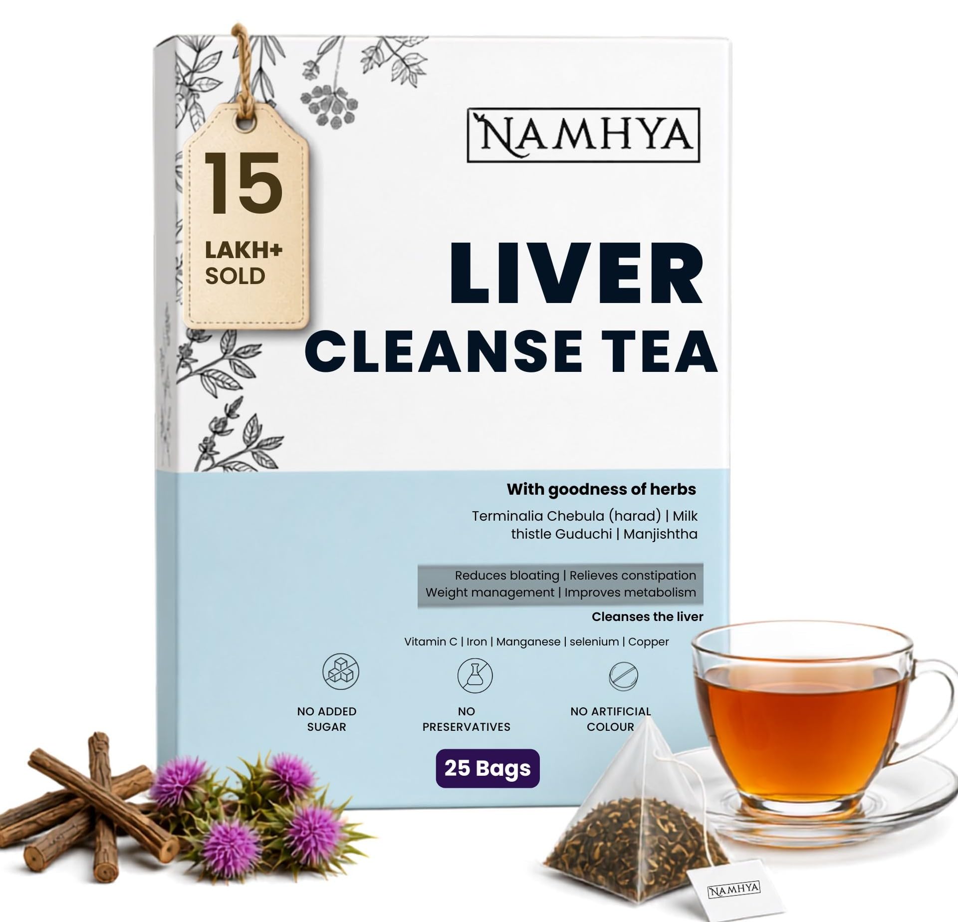 Namhya Liver Cleanse Herbal Tea | Fatty Liver Detox | 25 Tea Bags