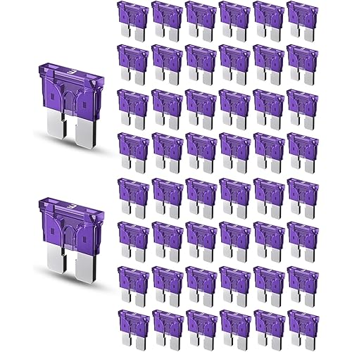 Riseuvo 50pcs 3A Standard Car Fuses - 3 AMP Automotive Fuses(ATO/APR/ATS), 32V (12/24V) Blade Fuse for RV/Truck/SUV