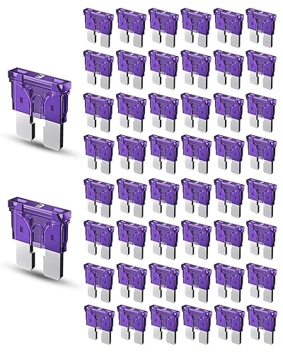 Riseuvo 50 fusibles estándar 3A para automóvil, fusibles automotrices de 3 amperios (ATOAPRATS), fusible de hoja de 32 V (1224 V) para RVcamiónSUV