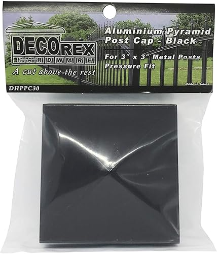 Miniatura 3 de Tapa de poste piramidal de aluminio de 3 x 3 pulgadas para postes de metal, ajuste a presión, color negro (paquete de 6)