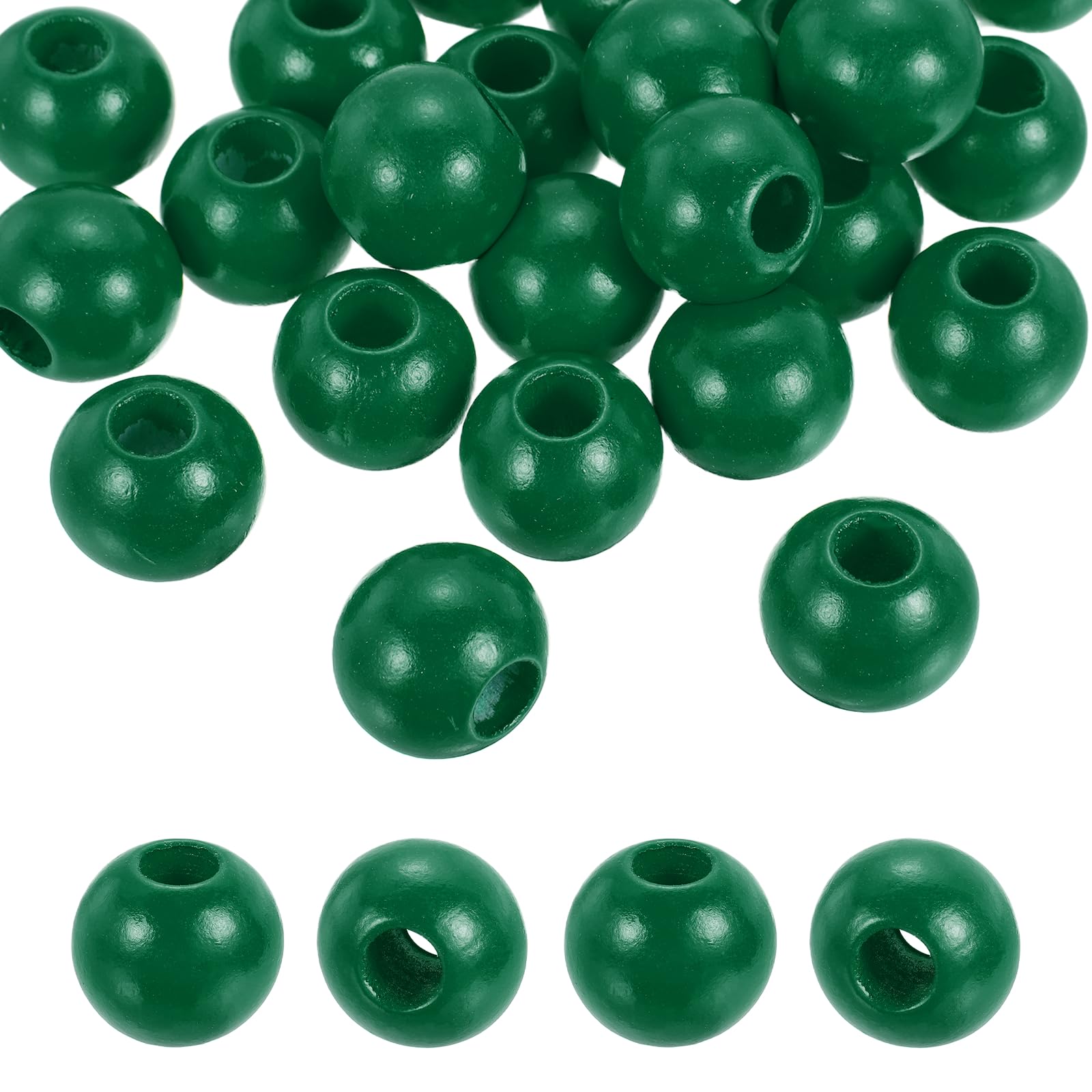 PATIKIL 25pcs 25mm Green Natural Wood Beads with 10mm Hole โ image 1