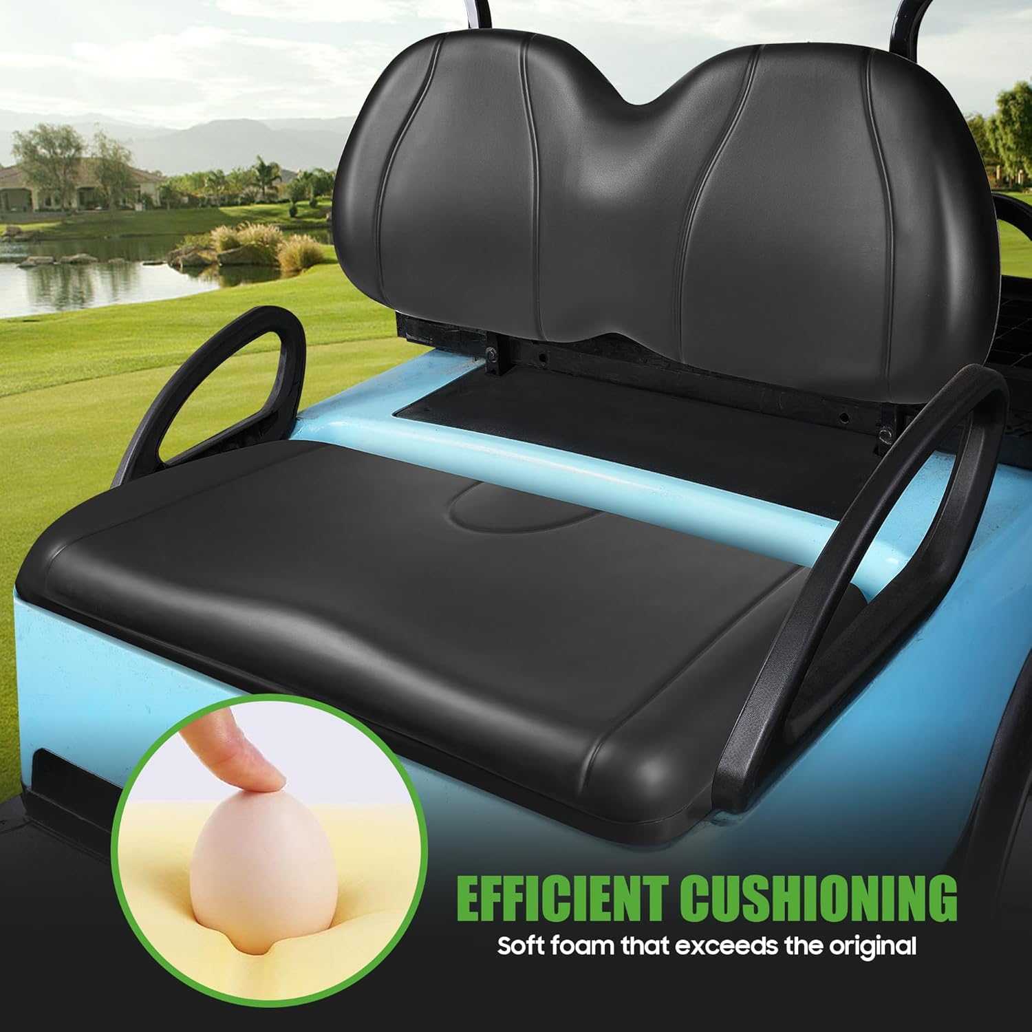 10L0L Golf Cart Front Seat Cushion & Backrest Kit for Club Car Precedent 2012-Up - Club Car Replacement Deluxe Bottom & Backrest Kit