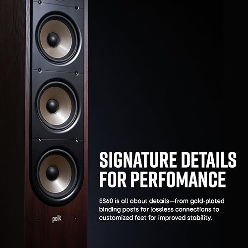 Miniatura 7 de Polk Signature Elite ES60 - Altavoz de pie con certific. de audio de alta resolución, compatible cDolby Atmos y DTSX, tweeter de 1 pulg y woofer de