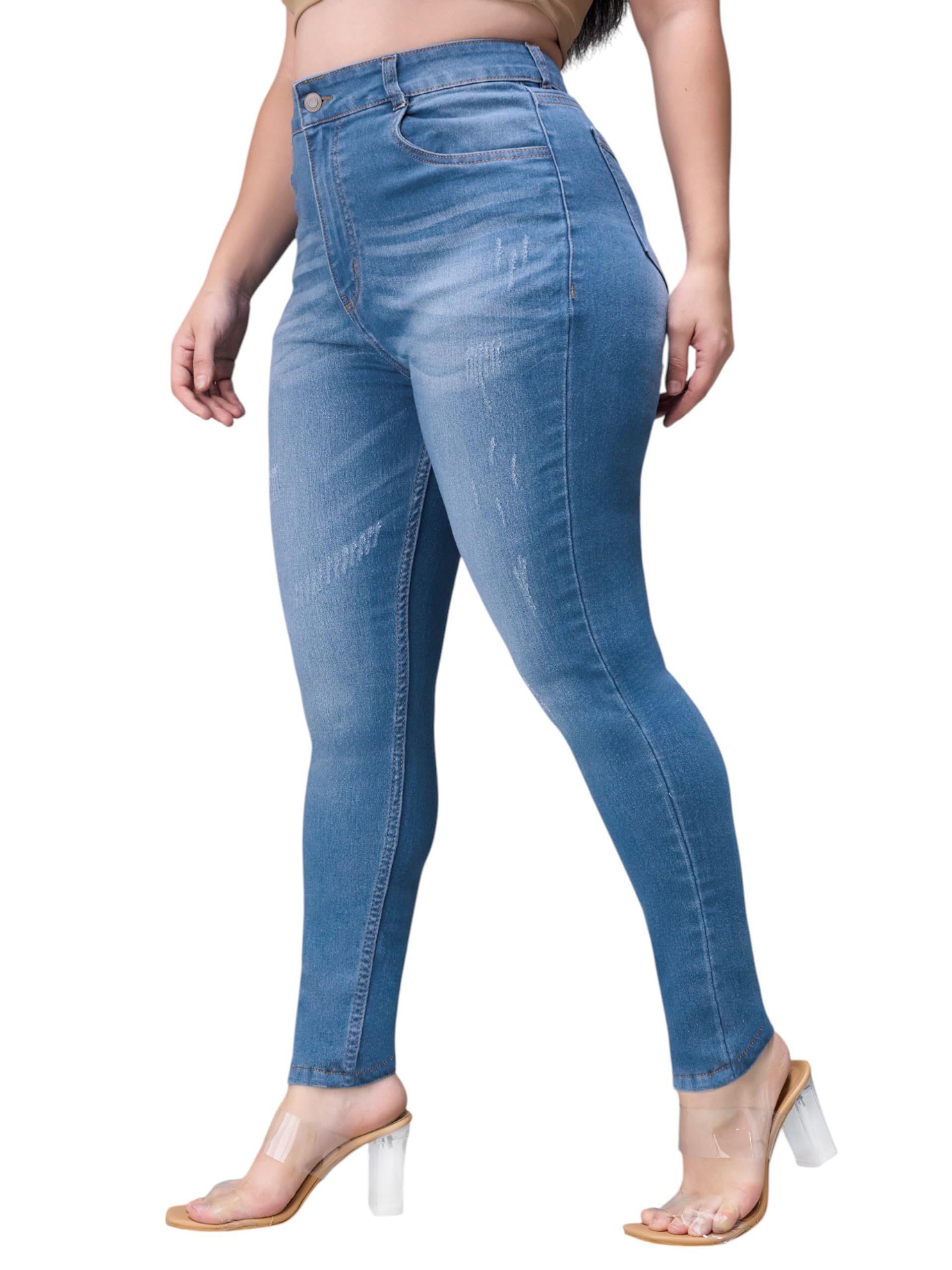 Women's Slim Fit Regular Length High Rise Denim Jeans-image-9