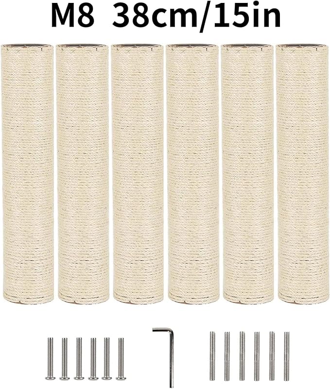 6 piezas poste rascador para gato 15 x 2.75 in sisal miniatura 2