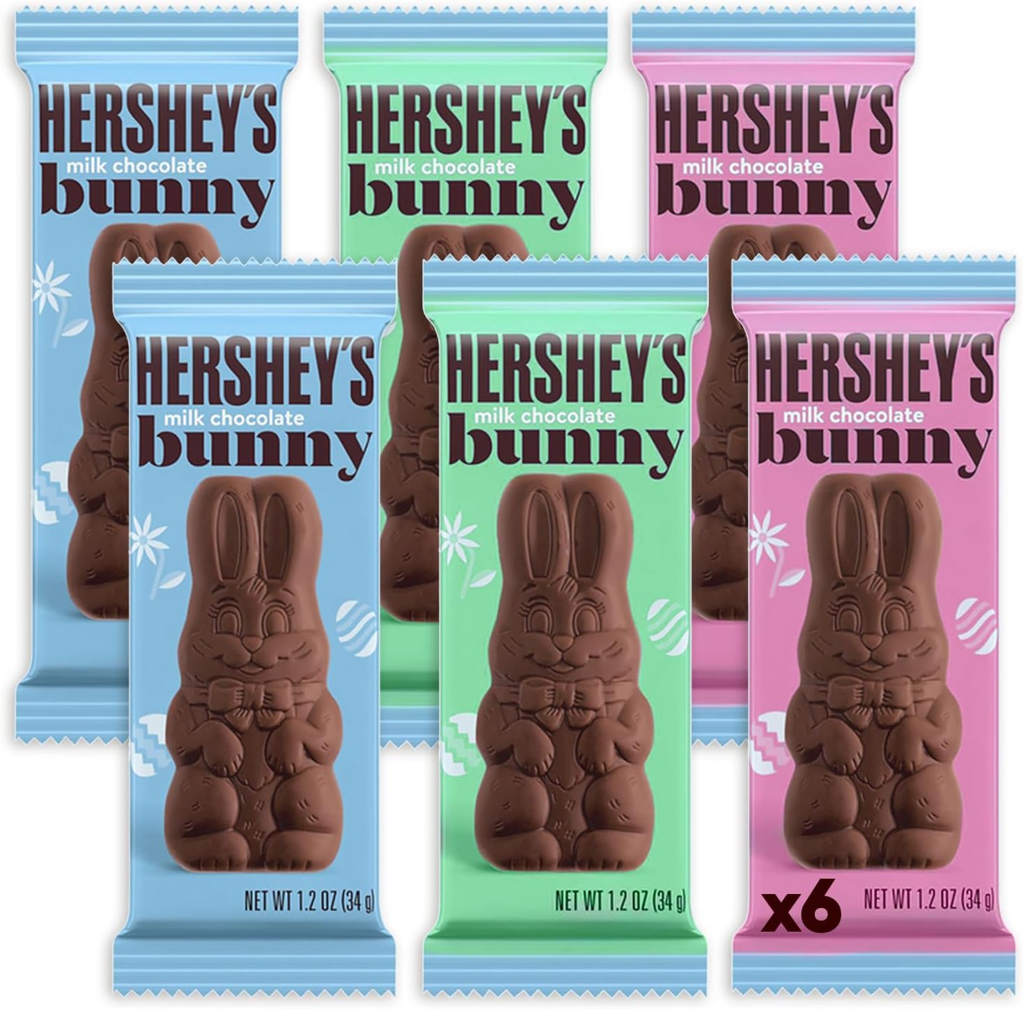 Hershys Milk Chocolate Bunnies 1.2oz 6 Packs Easter