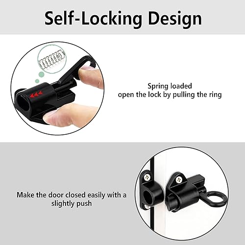 Miniatura 4 de Pestillos de cierre automático de aleación de aluminio, cerradura automática de puerta de resorte negro, cerradura de puerta de ventana de