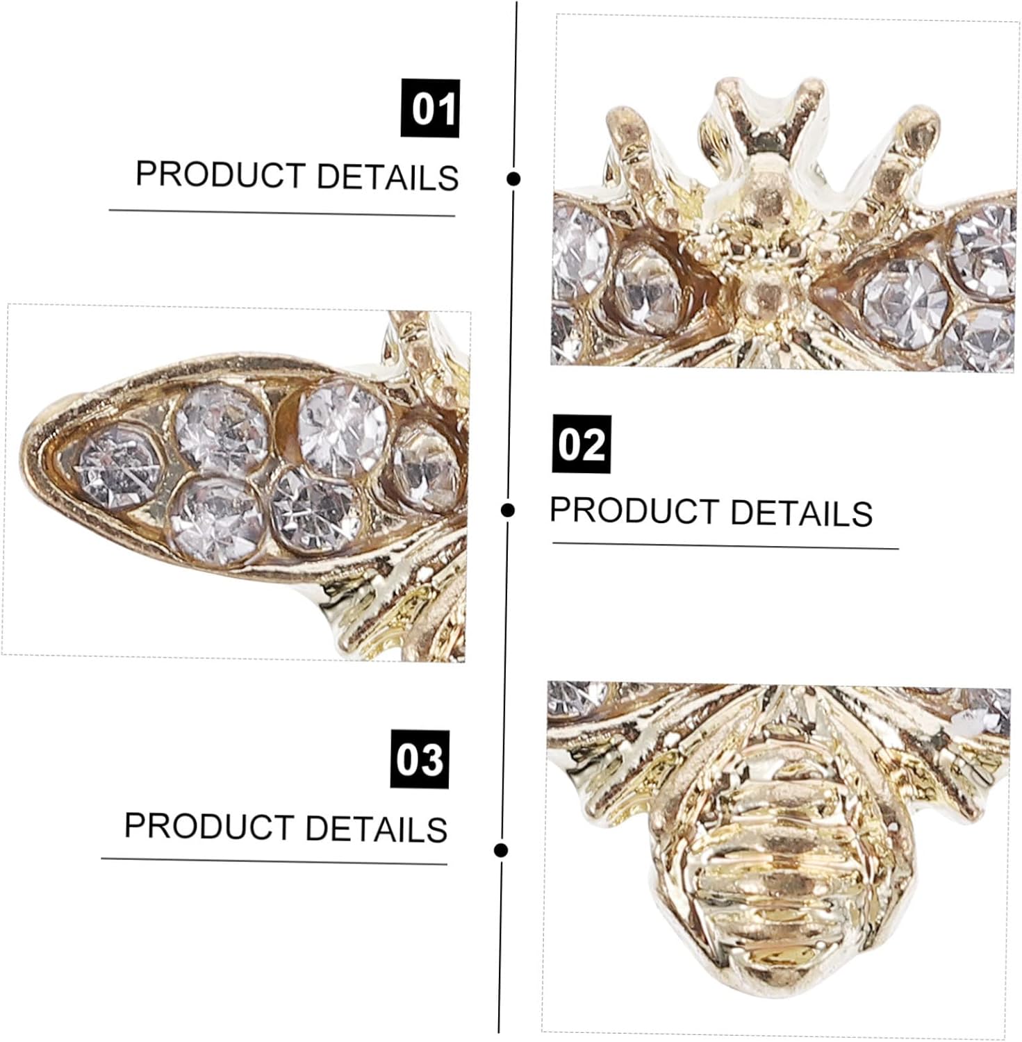 50pcs Alloy Bee Nail Charms for Nail Art Decorations Retro Style Manicure Accessories for