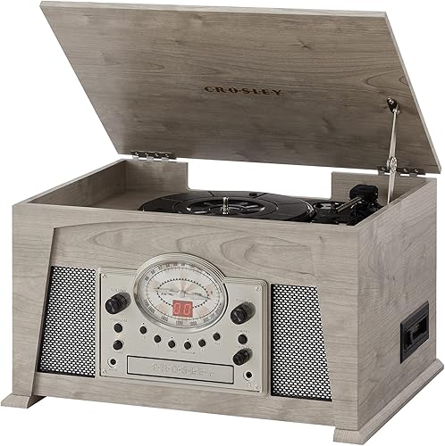 Miniatura 6 de Crosley CR7015A-GY Medley - Tocadiscos de vinilo de 3 velocidades con Bluetooth, radio AMFM, reproductor de CD, cubierta de casete y entrada
