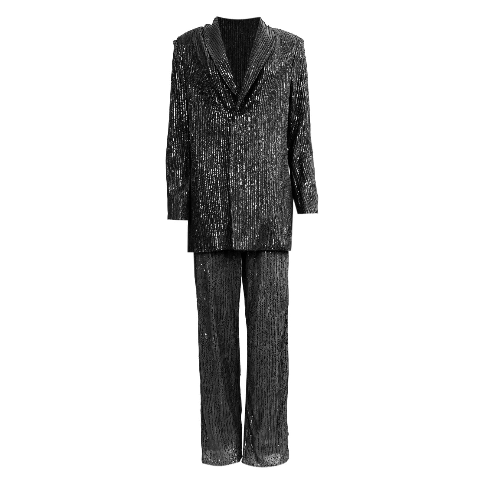 Elegante in Due Pezzi con Paillettes e Pantaloni a Gamba Larga per Abbigliamento Casual e Abbigliamento con Top e Pantaloni Scintillanti