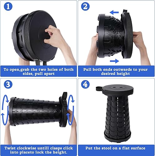 Miniatura 4 de VOLIXOD Taburete telescópico plegable portátil, taburete retráctil para adultos, asientos plegables mejorados con capacidad de carga de 550 libras,