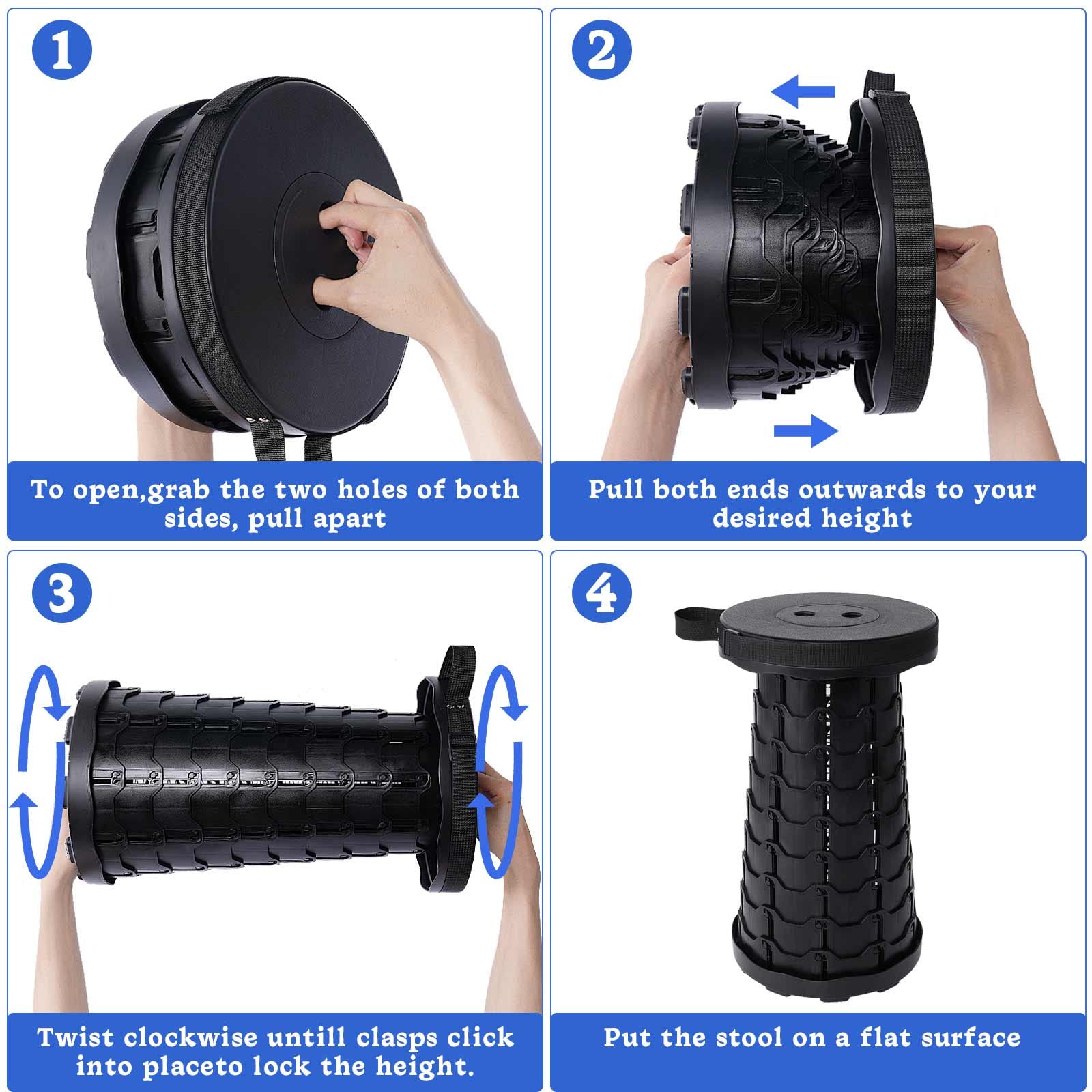 Foldable Telescoping Stool Portable, Retractable Stool for Adults