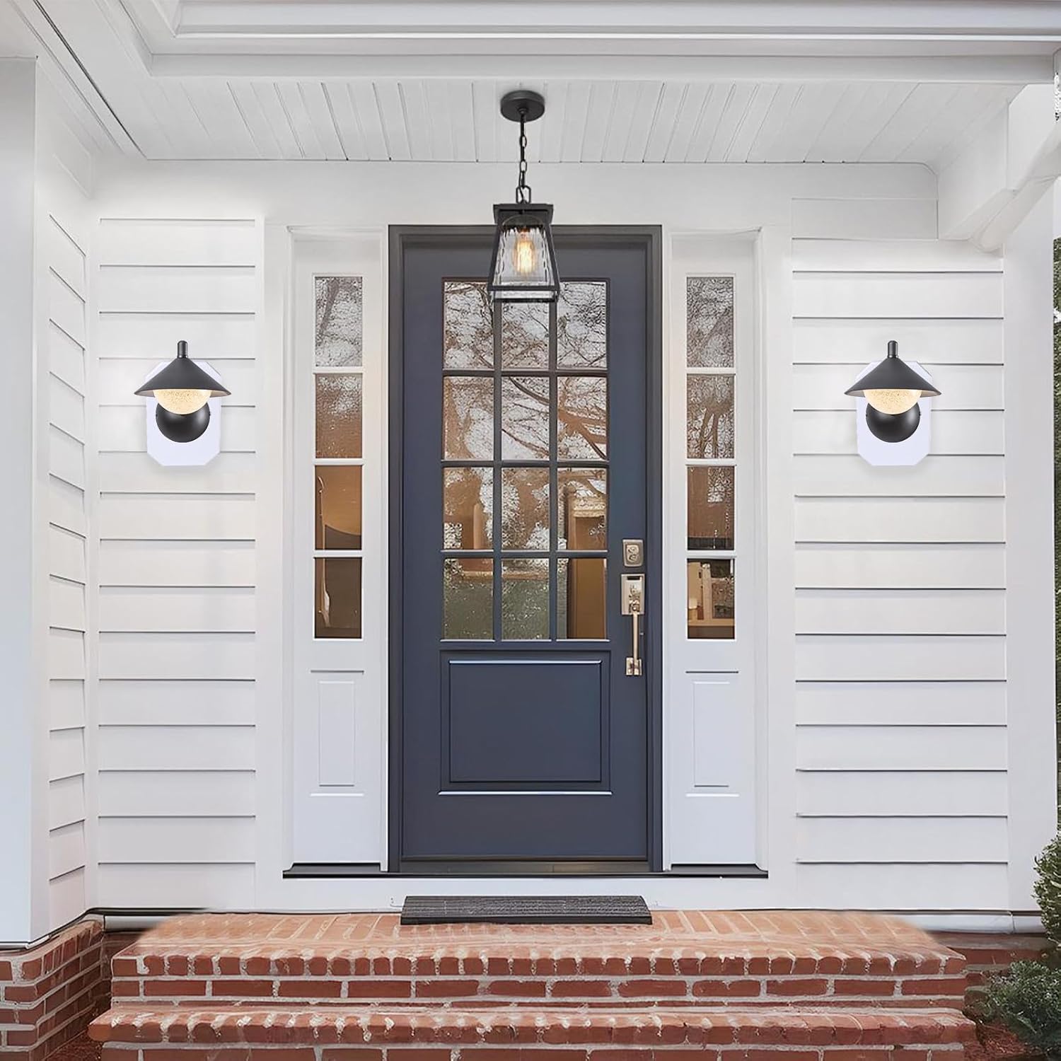 White Plastic Siding Mounting Block, Outdoor Light Siding Mount Kit with Built-in Electrical Box, Vertical Lamps Mounting Plate for 1/2in Lap Double Sidings