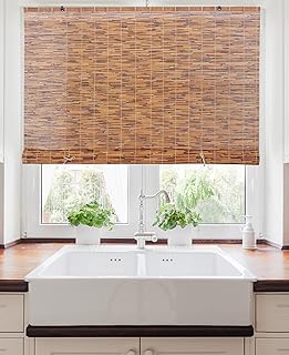 FOREVER BAMBOO Light-Filtering Cord-Free Bamboo Reed Roll-Up Blind Shade...