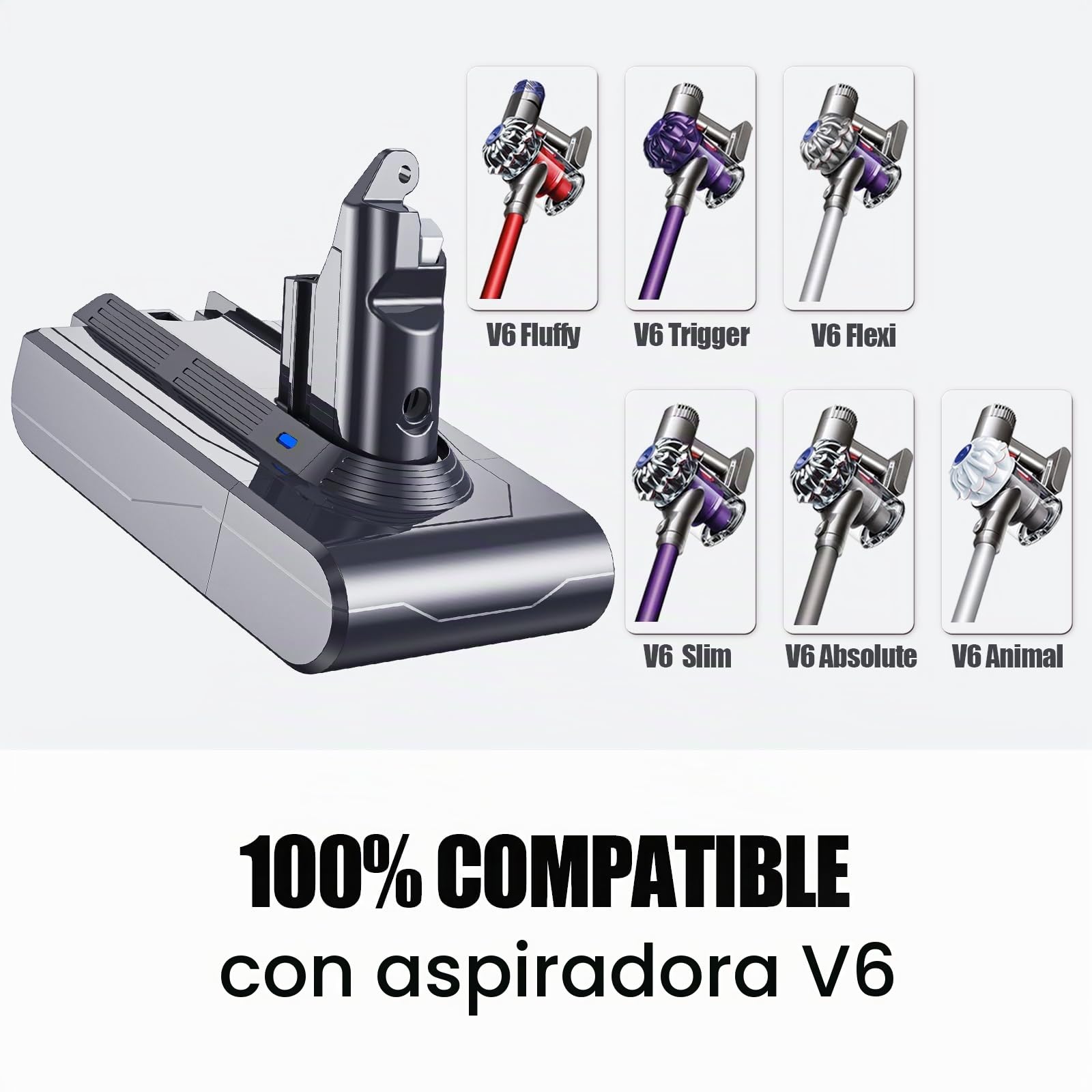 6000mAh Batería para Dyson V6 DC62 DC58 DC59 DC61 DC72 DC74 SV03 SV04 SV05 SV06 SV07 SV09 Animal Fluffy Absolute Motorhead Slim