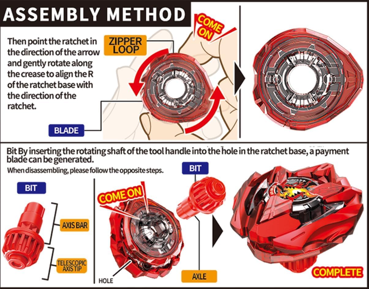 DEZAWRTY Gyro X Set, Attack Type with X String Launcher, Right-Spin Starter Pack, Great Toy Gift for Boy Kid 6+(Red) - Image 4