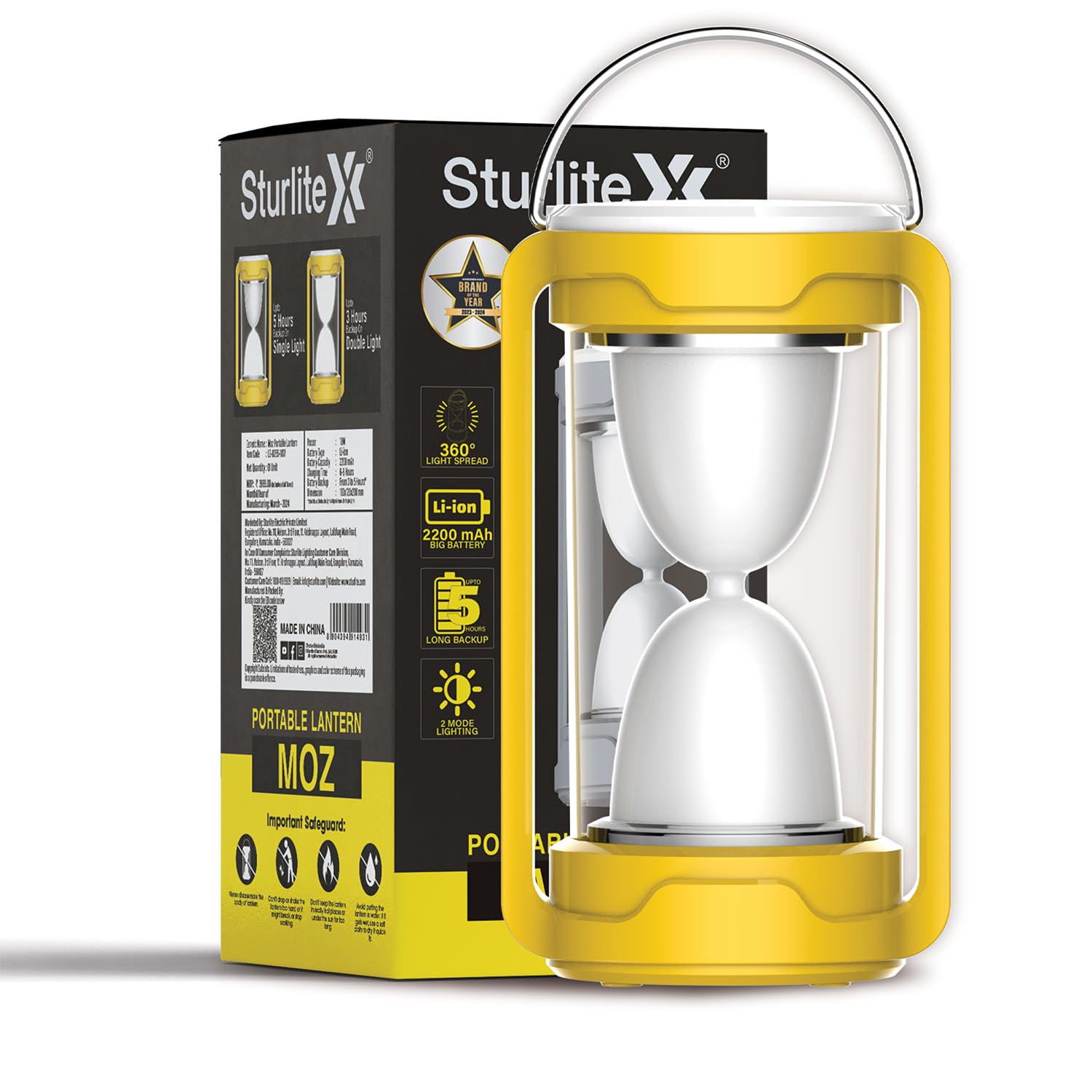 Sturlite Moz 18W LED Portable Lantern| 360° Light Spread| 2200mAh Rechargeable Li-ion Battery| Upto 5Hrs Long Battery Back Up| 2 Brightness Modes LED Lamp - (Pack of 1)-picture-12