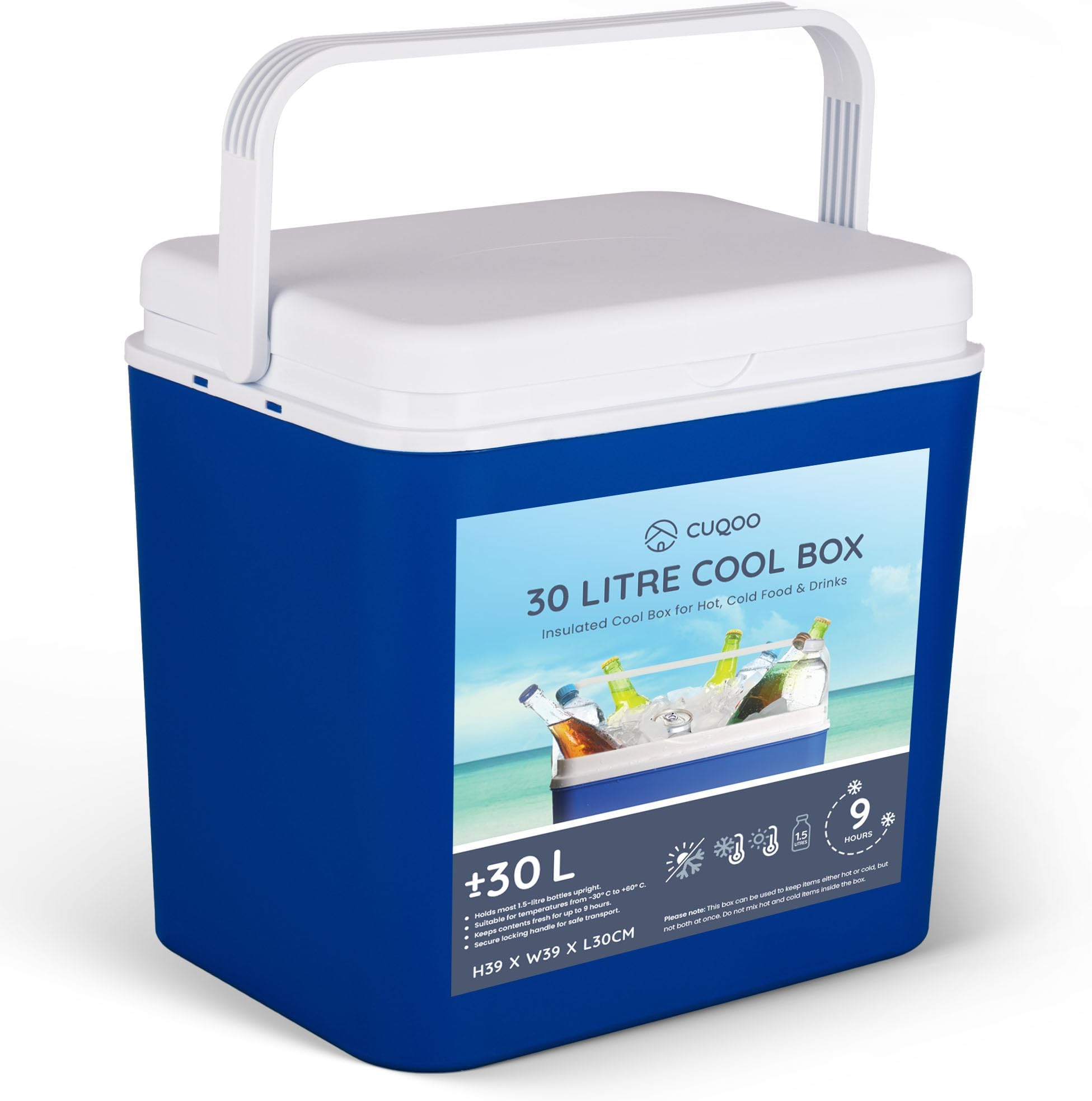 CUQOO Cool Box 24L – Compact Insulated Ice Box for Camping, Beach, Travel & Picnics – Portable Cooler with Handle – Keeps Food & Drinks Cold for Hours – Lightweight & Durable Design