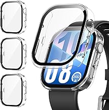 Kamita Protective Case Compatible with Huawei Watch Fit 4, Hard PC Bumper Case with Screen Protector Made of 9H Tempered Glass, Shockproof, Full Body Protection Case for Huawei Fit4 (Clear x 3)