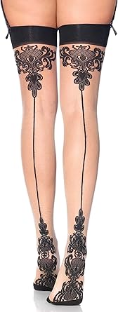 Leg Avenue Women's Contrast Color Sheer Backseam Thigh Highs