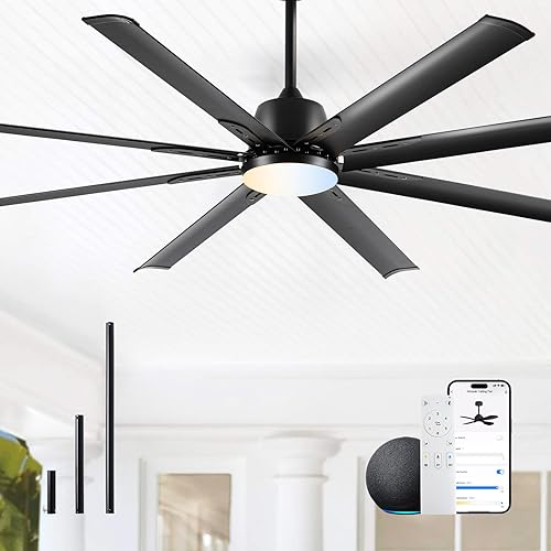 Miniatura 1 de Ventilador inteligente Celing de 72 pulgadas con luz y control remoto a través de WiFi Alexa, ventilador Celing grande con 8 cuchillas de aluminio