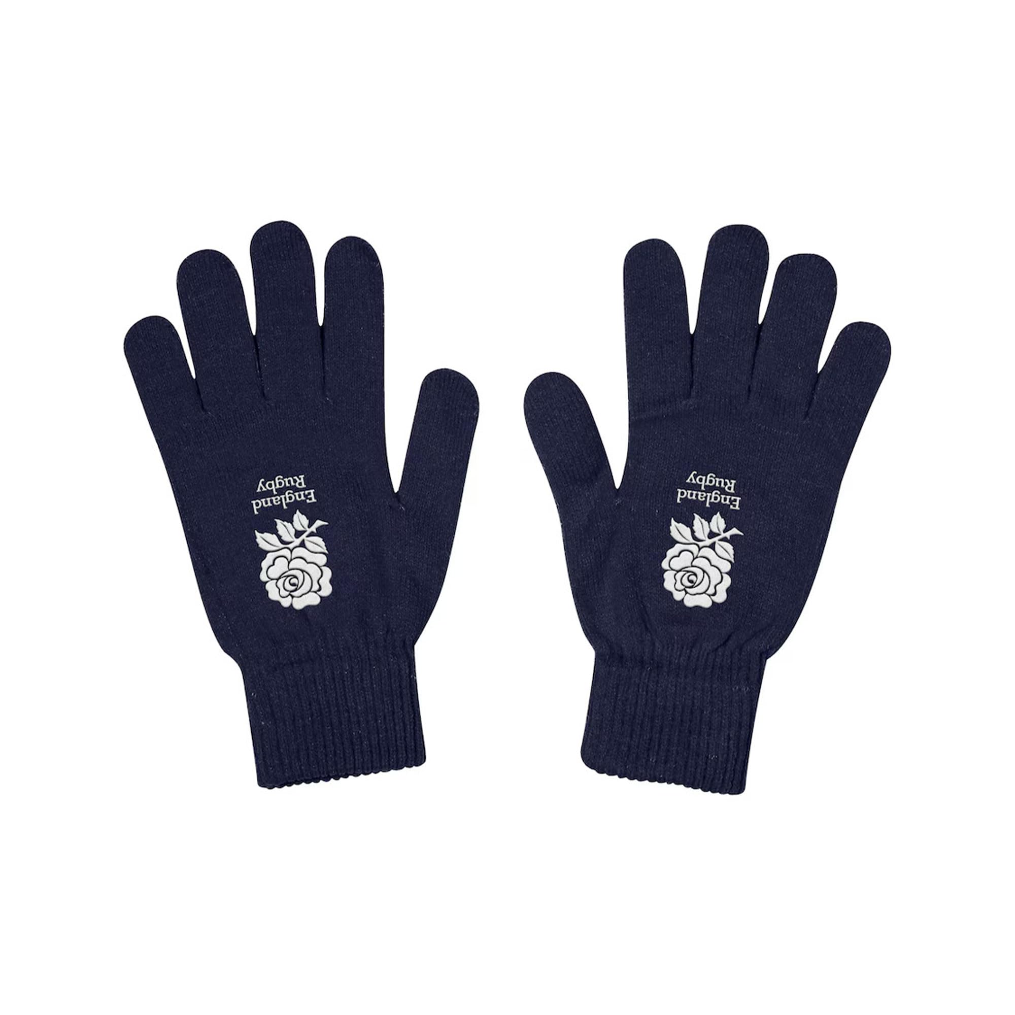 Beyond Happy Unisex Multicolour Official England Rugby Fans Gloves - England Rfu Cotton, Navy Knitted Gloves (Adults)